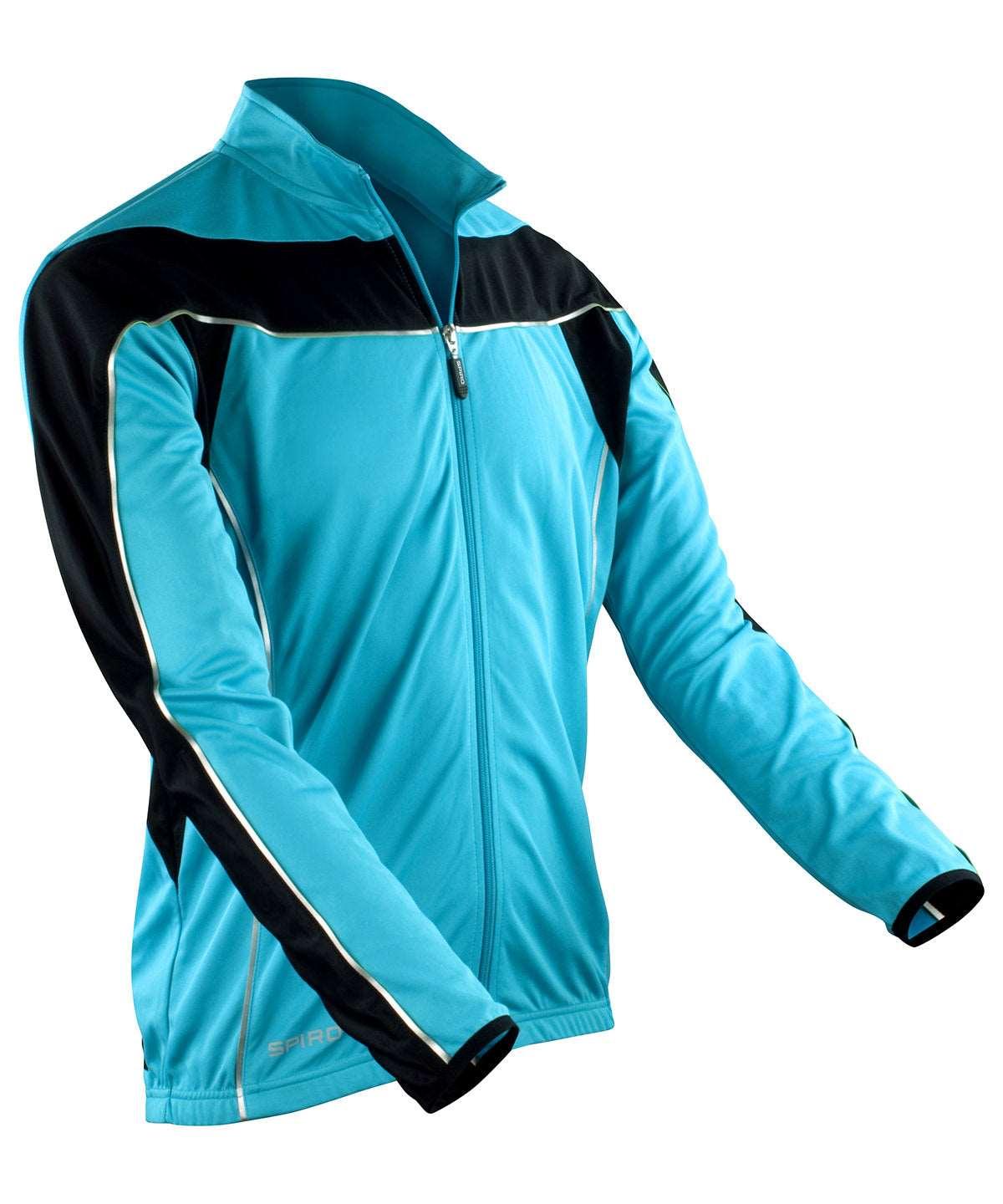 Aqua/Black - Spiro bikewear long sleeve performance top Jackets Spiro Activewear & Performance, Jackets & Coats, Sports & Leisure, UPF Protection Schoolwear Centres