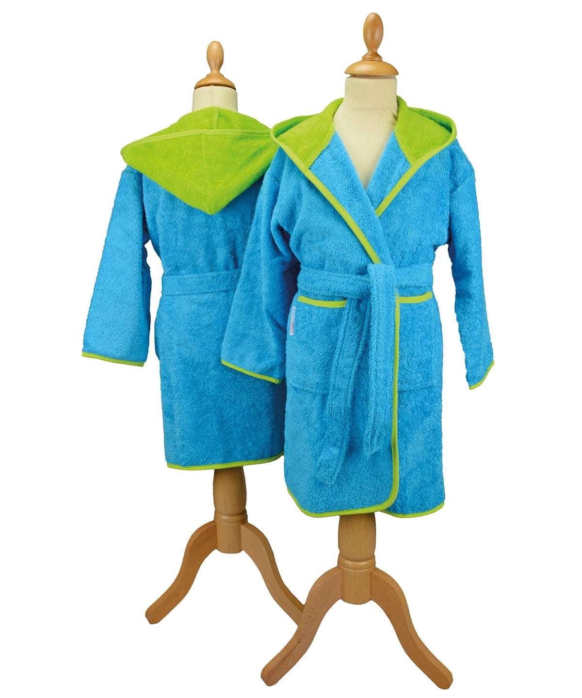Aqua Blue/Lime Green - ARTG® Boyzz & Girlzz® hooded bathrobe Robes A&R Towels Gifting & Accessories, Homewares & Towelling, Junior, Raladeal - Recently Added Schoolwear Centres