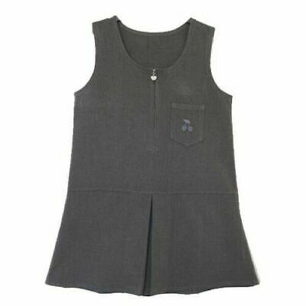 Cherry-Pocket-Pinafore-Heart-Zip | Grey | Black  | Navy Blue | Brown | Bottle - Schoolwear Centres | School Uniforms near me