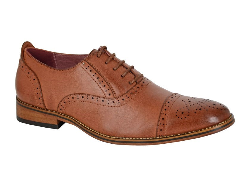 GOOR Capped Lace Oxford Brogue Shoe | Black | Mid Brown | Oxblood | Grey - Schoolwear Centres | School Uniforms near me