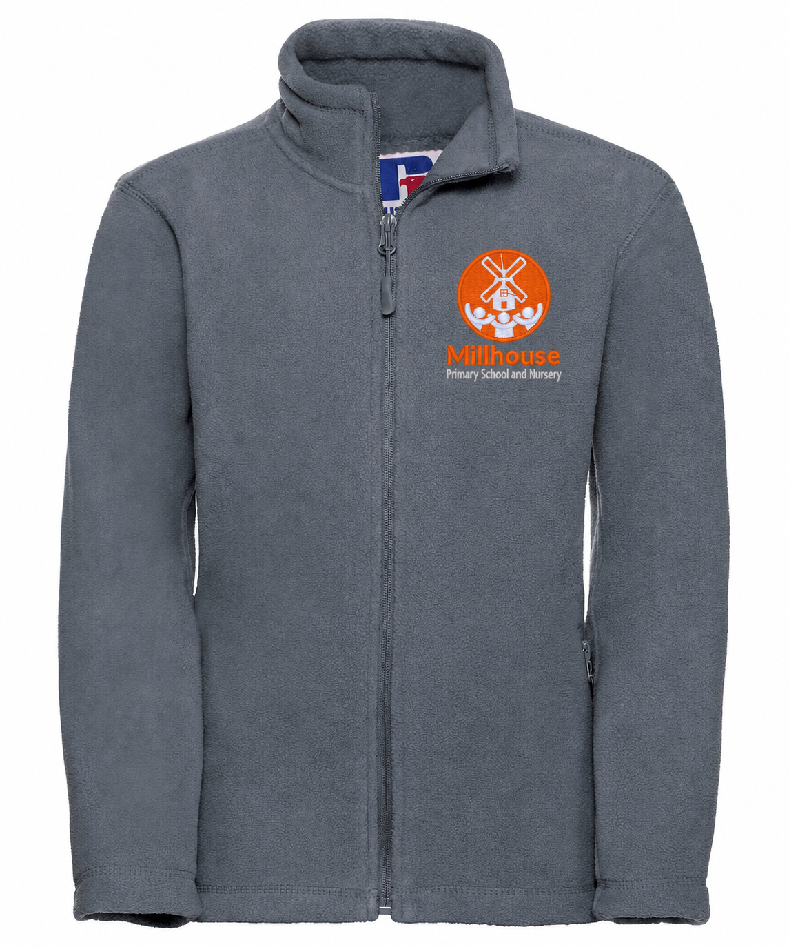 Mill House Primary School Kids full-zip outdoor fleece with School Logo