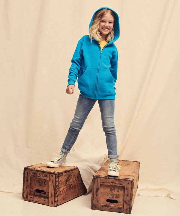 Azure Blue - Kids classic hooded sweatshirt jacket Hoodies Fruit of the Loom Hoodies, Junior, Must Haves Schoolwear Centres