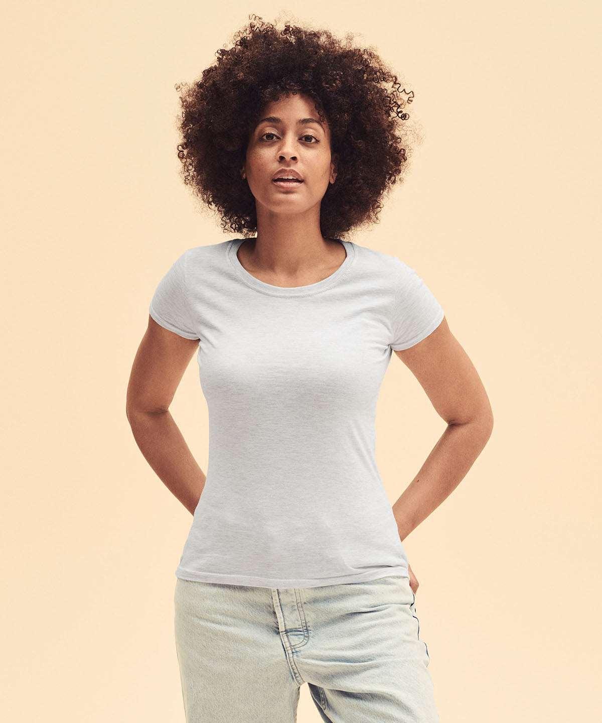 Azure Blue - Lady-fit ringspun premium t-shirt T-Shirts Fruit of the Loom New Colours for 2023, Safe to wash at 60 degrees, T-Shirts & Vests, Tees safe to wash at 60 degrees Schoolwear Centres