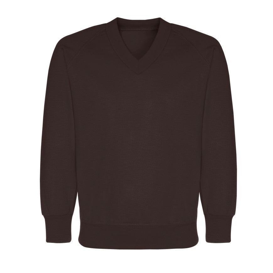 West Leigh Infants School | Brown V-Neck Sweatshirts with School Logo - Schoolwear Centres | School Uniforms near me