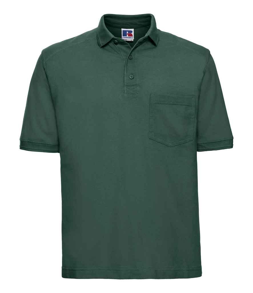 Russell Heavy Duty Piqué Polo Shirt | Bottle Green Polo Russell style-011m Schoolwear Centres