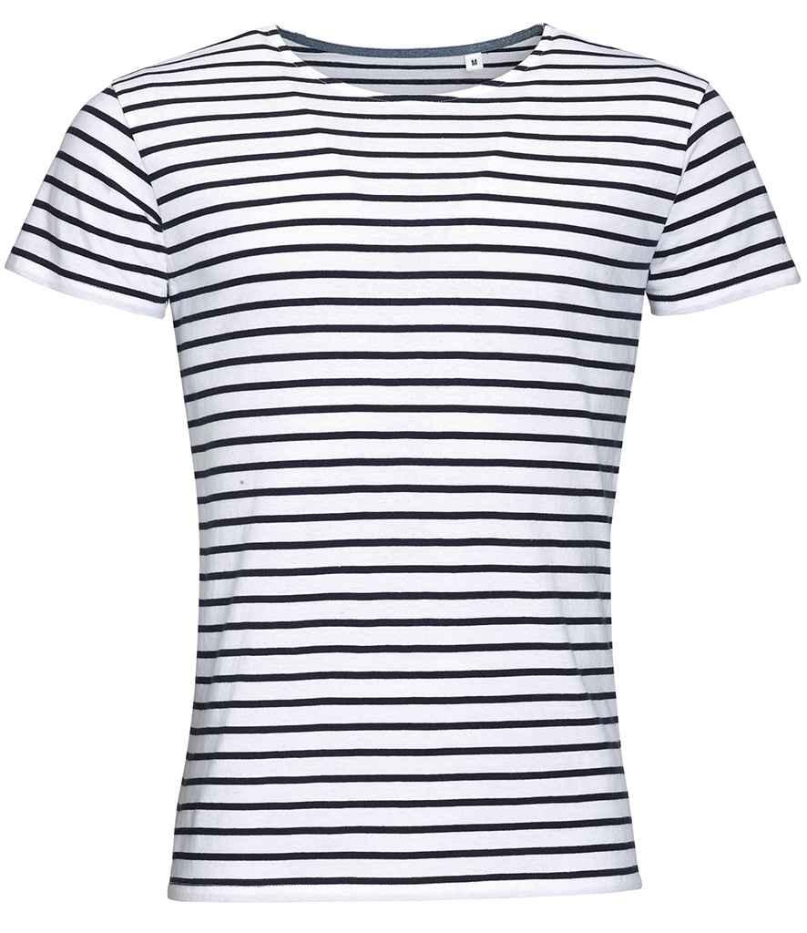 SOL'S Miles Striped T-Shirt | White/Navy T-Shirt SOL'S style-01398 Schoolwear Centres