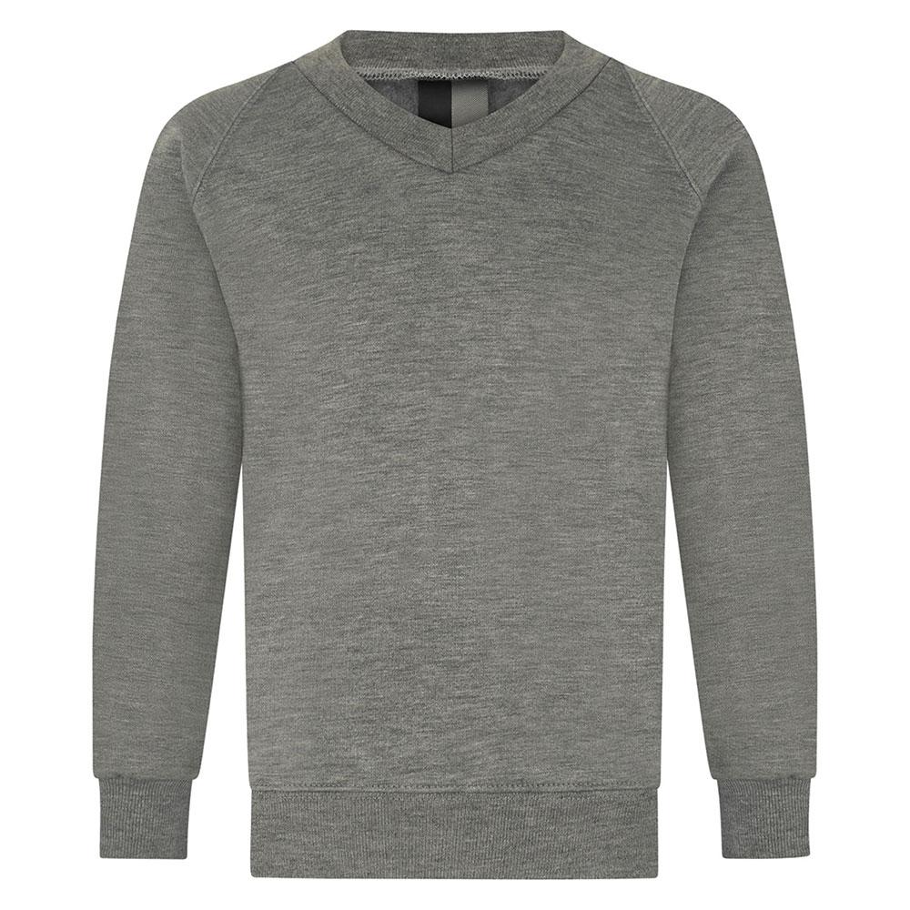 Millhouse Primary - Mid Grey V-Neck Sweatshirt Jumper with School Logo - Schoolwear Centres | School Uniform Centres