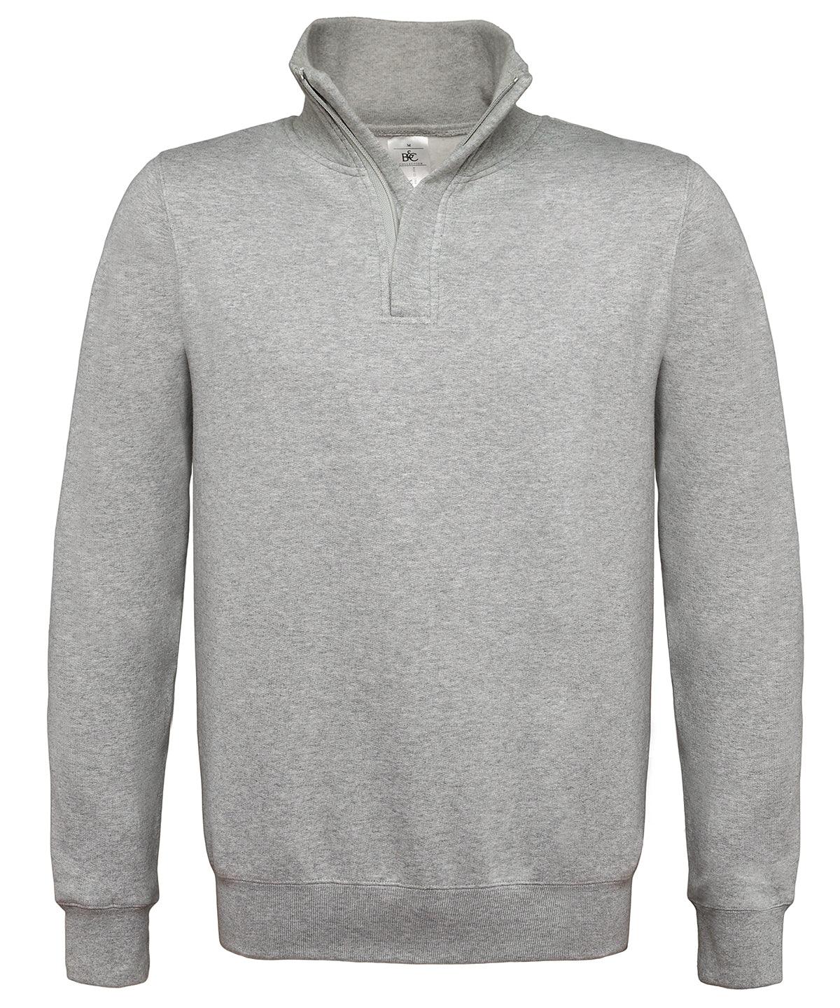 Heather Grey - B&C ID.004 ¼ zip sweatshirt Sweatshirts B&C Collection Plus Sizes, Sweatshirts Schoolwear Centres