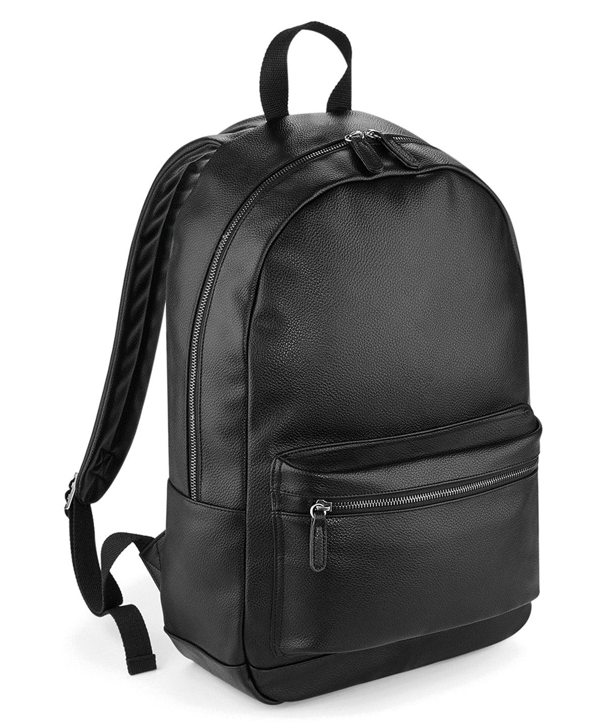 Black - Faux leather fashion backpack Bags Bagbase Bags & Luggage, Rebrandable Schoolwear Centres