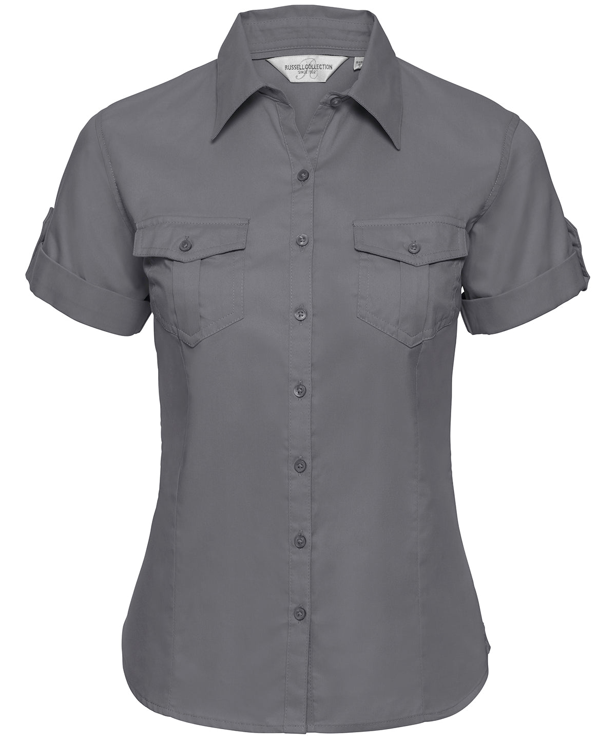 Women's roll-sleeve short sleeve shirt