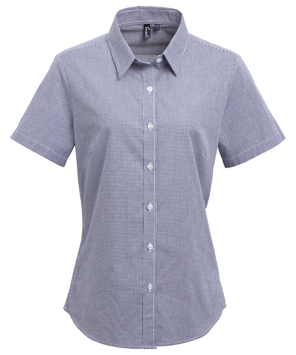 Women's Microcheck (Gingham) short sleeve cotton shirt