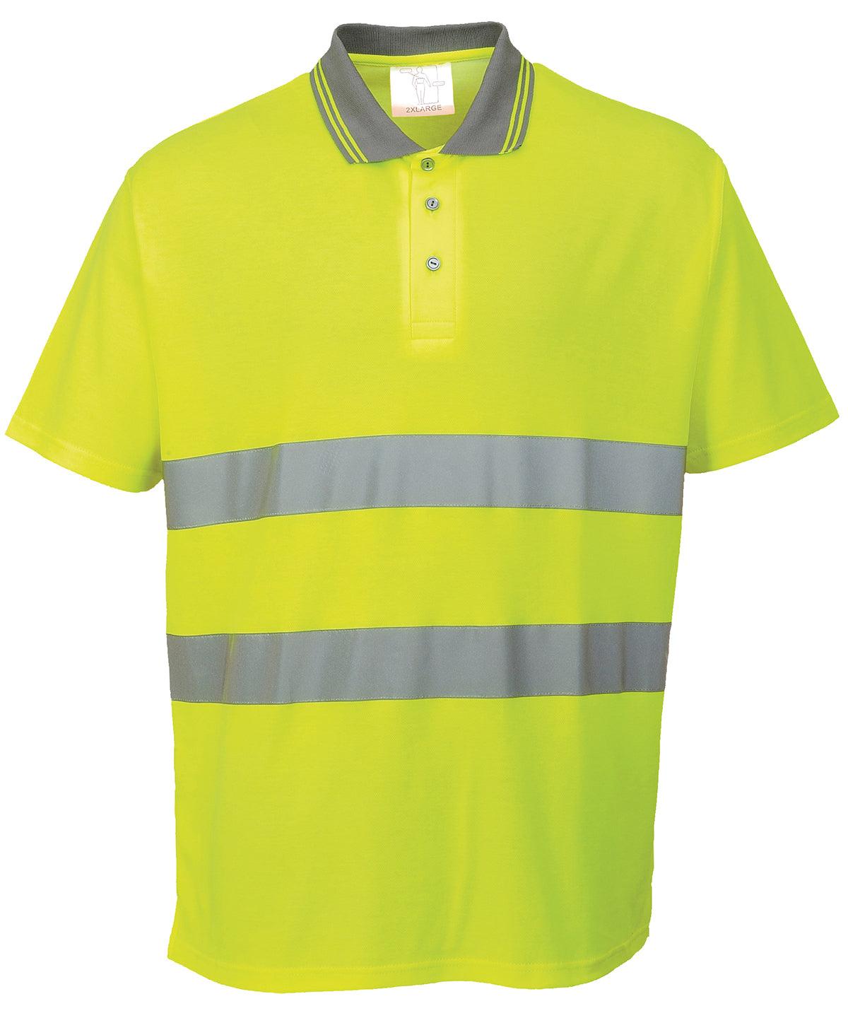 Yellow - Cotton Comfort polo shirt (S171) Polos Portwest Plus Sizes, Polos & Casual, Safetywear, Workwear Schoolwear Centres
