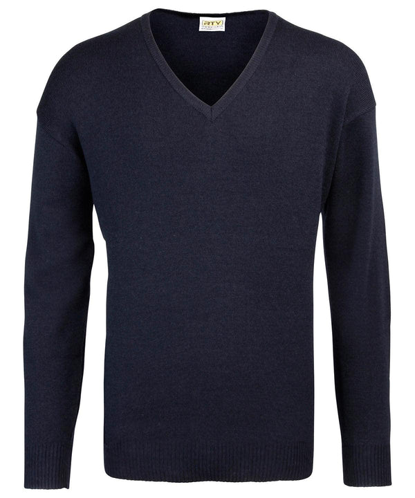 Navy - V-neck arcylic wool sweater Knitted Jumpers Last Chance to Buy Knitwear, Plus Sizes, Workwear Schoolwear Centres