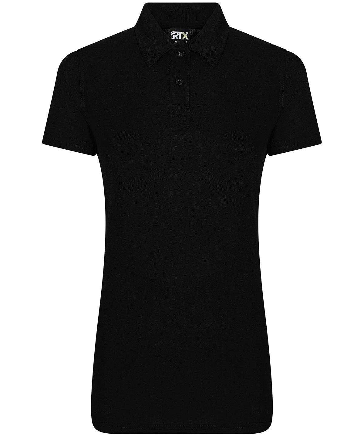 Black - Women's pro polyester polo Polos ProRTX Activewear & Performance, Back to Business, Must Haves, Polos & Casual, Rebrandable, Safe to wash at 60 degrees, Workwear Schoolwear Centres