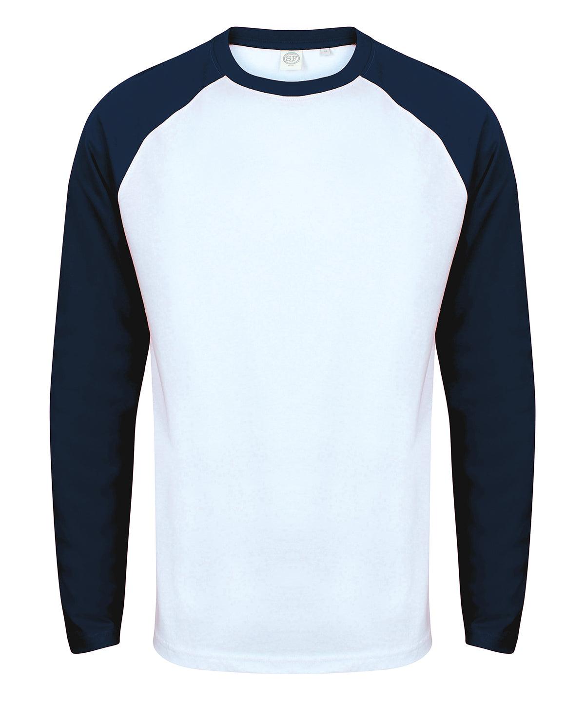 White/Oxford Navy - Long sleeve baseball t-shirt T-Shirts SF Luxe Streetwear, Raladeal - Recently Added, Street Casual, T-Shirts & Vests Schoolwear Centres