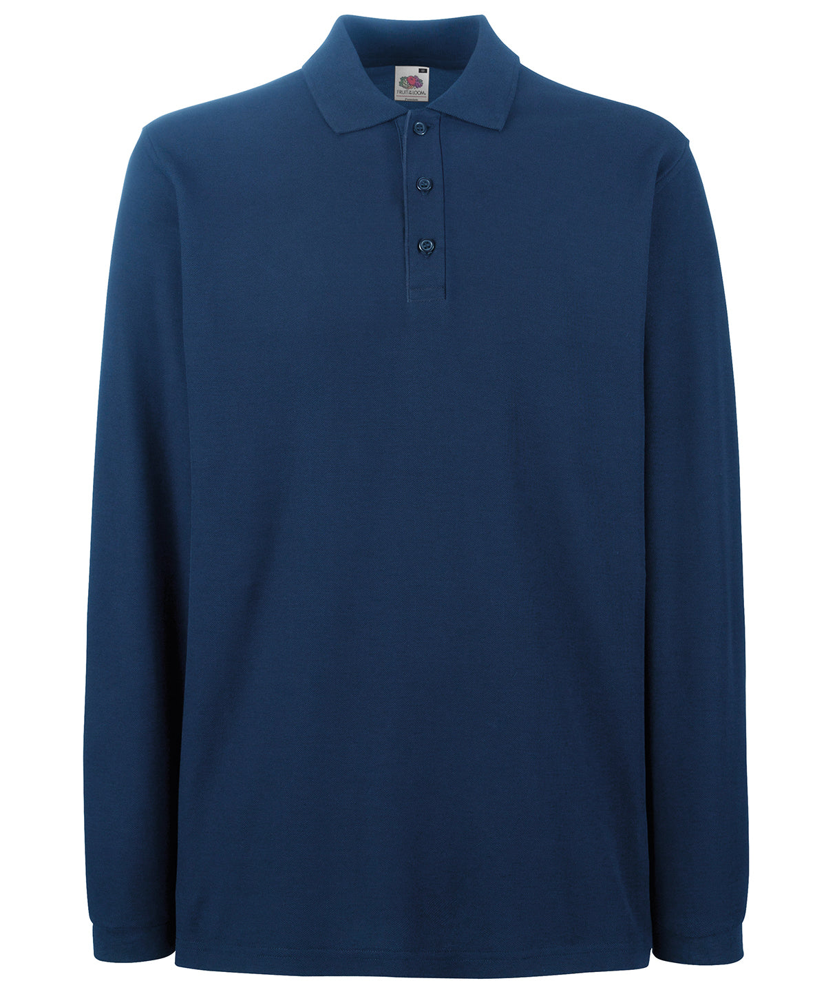 Navy - Premium long sleeve polo Polos Fruit of the Loom Fruit of the Loom Polos, Must Haves, New Colours For 2022, Plus Sizes, Polos & Casual Schoolwear Centres