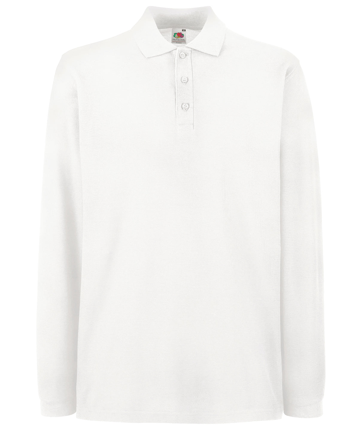 White - Premium long sleeve polo Polos Fruit of the Loom Fruit of the Loom Polos, Must Haves, New Colours For 2022, Plus Sizes, Polos & Casual Schoolwear Centres