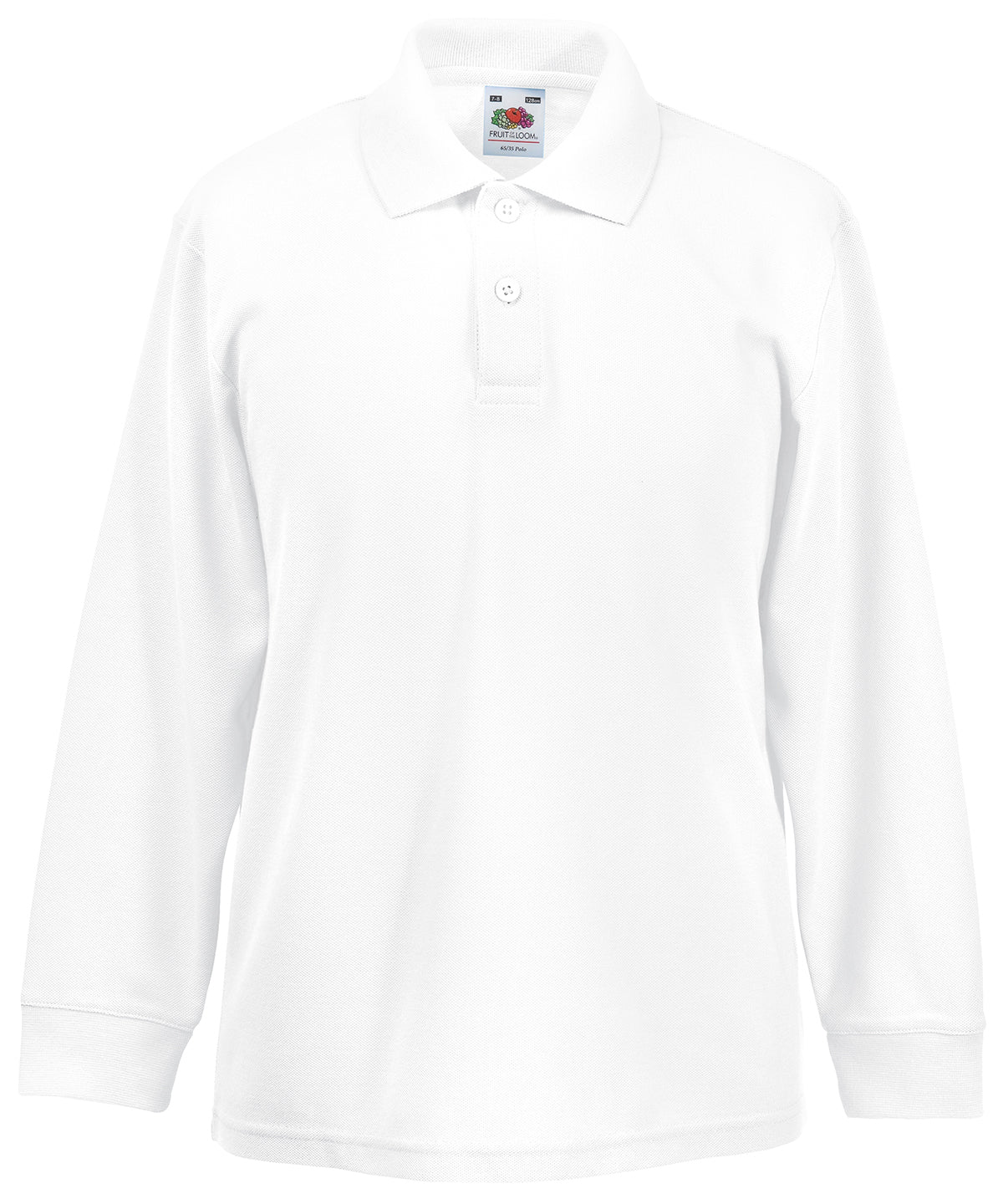 White - Kids long sleeve 65/35 polo Polos Fruit of the Loom Junior, Must Haves, Polos & Casual Schoolwear Centres