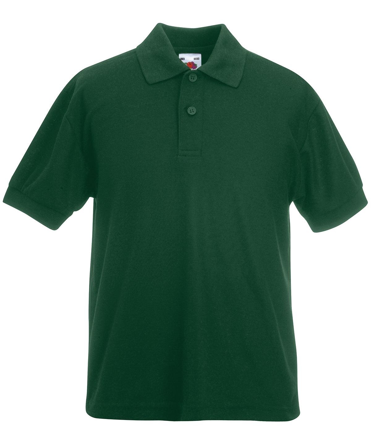 Bottle Green - Kids 65/35 piqué polo Polos Fruit of the Loom Back to Education, Junior, Must Haves, Polos & Casual Schoolwear Centres