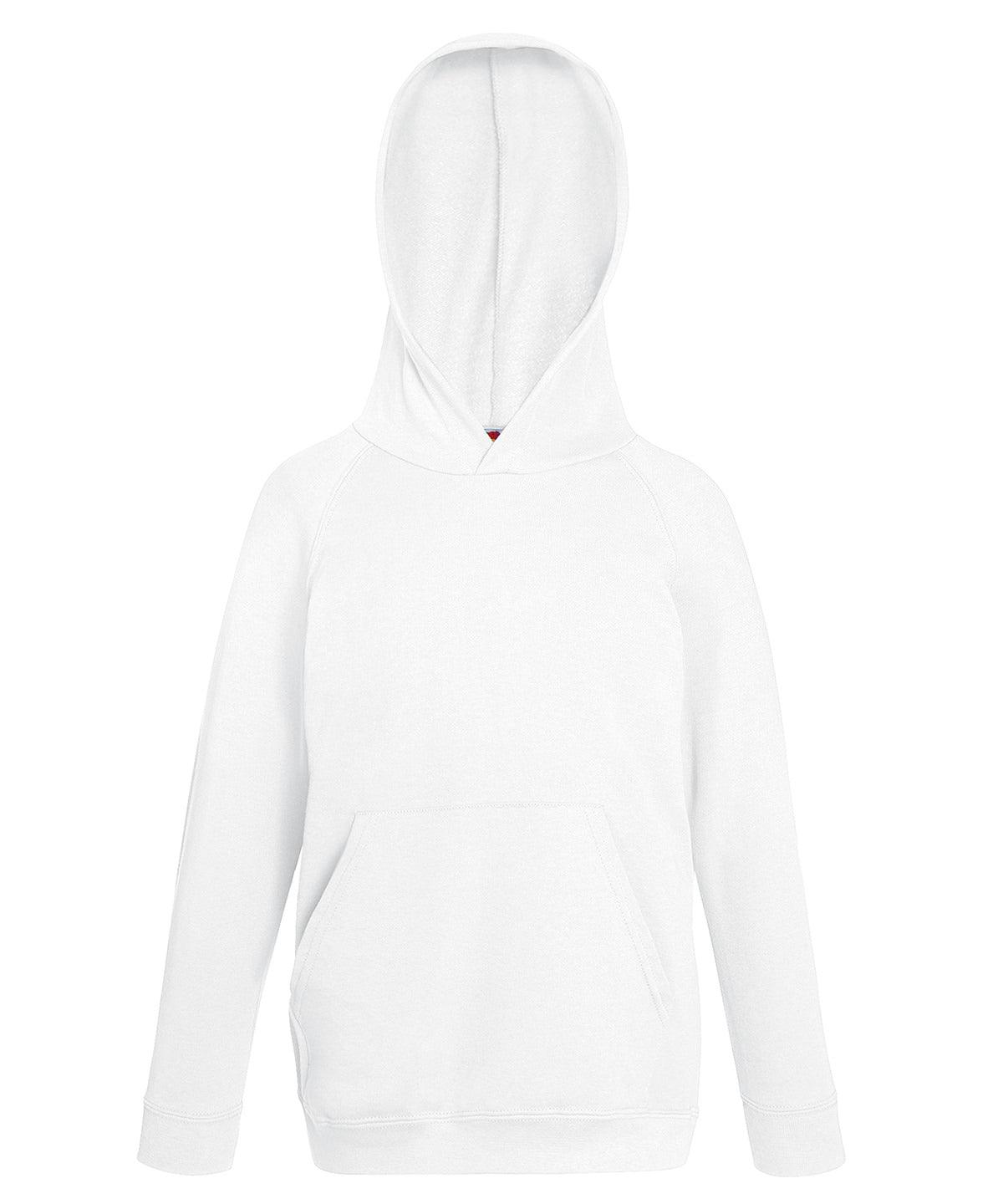 White - Kids lightweight hooded sweatshirt Hoodies Fruit of the Loom Hoodies, Junior, Must Haves Schoolwear Centres