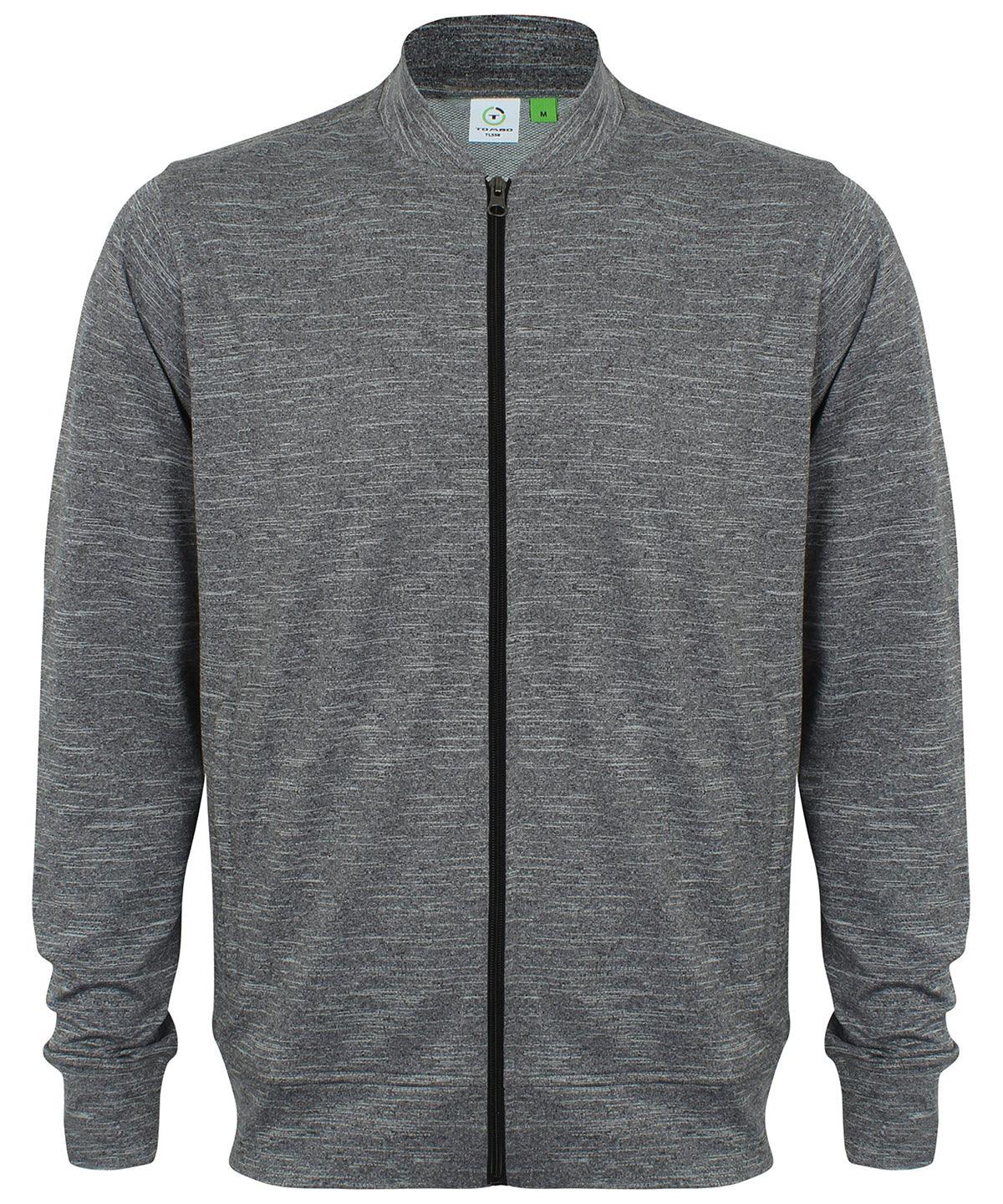 Grey Marl - Track top with baseball rib collar Tracksuits Tombo Athleisurewear, Lightweight layers, Rebrandable, Sports & Leisure Schoolwear Centres