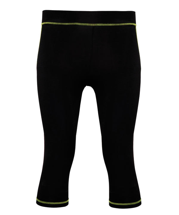 Black/Lightning Green - Women's TriDri® capri fitness leggings Leggings TriDri® Activewear & Performance, Exclusives, Leggings, Raladeal - Recently Added, Rebrandable, Sports & Leisure, Trousers & Shorts, UPF Protection Schoolwear Centres