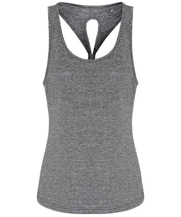 Black Melange - Women's TriDri® yoga knot vest Vests TriDri® Activewear & Performance, Back to the Gym, Exclusives, Rebrandable, Sports & Leisure, T-Shirts & Vests, UPF Protection Schoolwear Centres