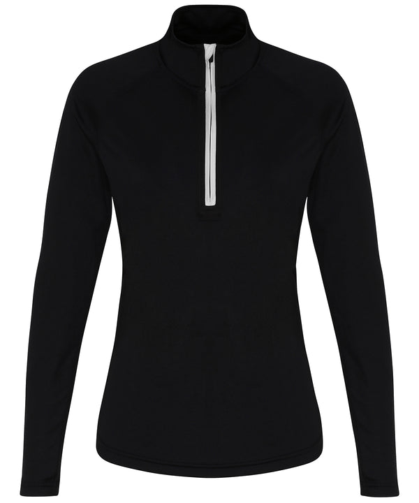 Black/White - Women's TriDri® performance ¼ zip Sports Overtops TriDri® Activewear & Performance, Athleisurewear, Back to Fitness, Exclusives, Outdoor Sports, Rebrandable, Sports & Leisure, UPF Protection Schoolwear Centres