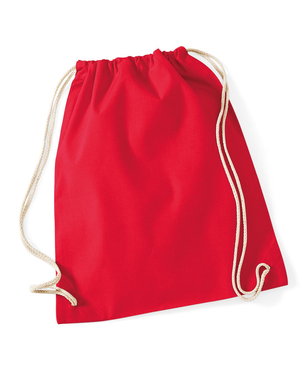 Classic Red - Cotton gymsac Bags Westford Mill Bags & Luggage, Junior, Must Haves, Pastels and Tie Dye Schoolwear Centres