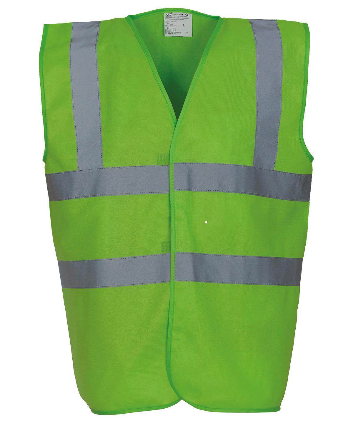 Lime - Hi-vis 2-band-and-braces waistcoat (HVW100) Safety Vests Yoko Must Haves, Personal Protection, Plus Sizes, Safety Essentials, Safetywear, Workwear Schoolwear Centres