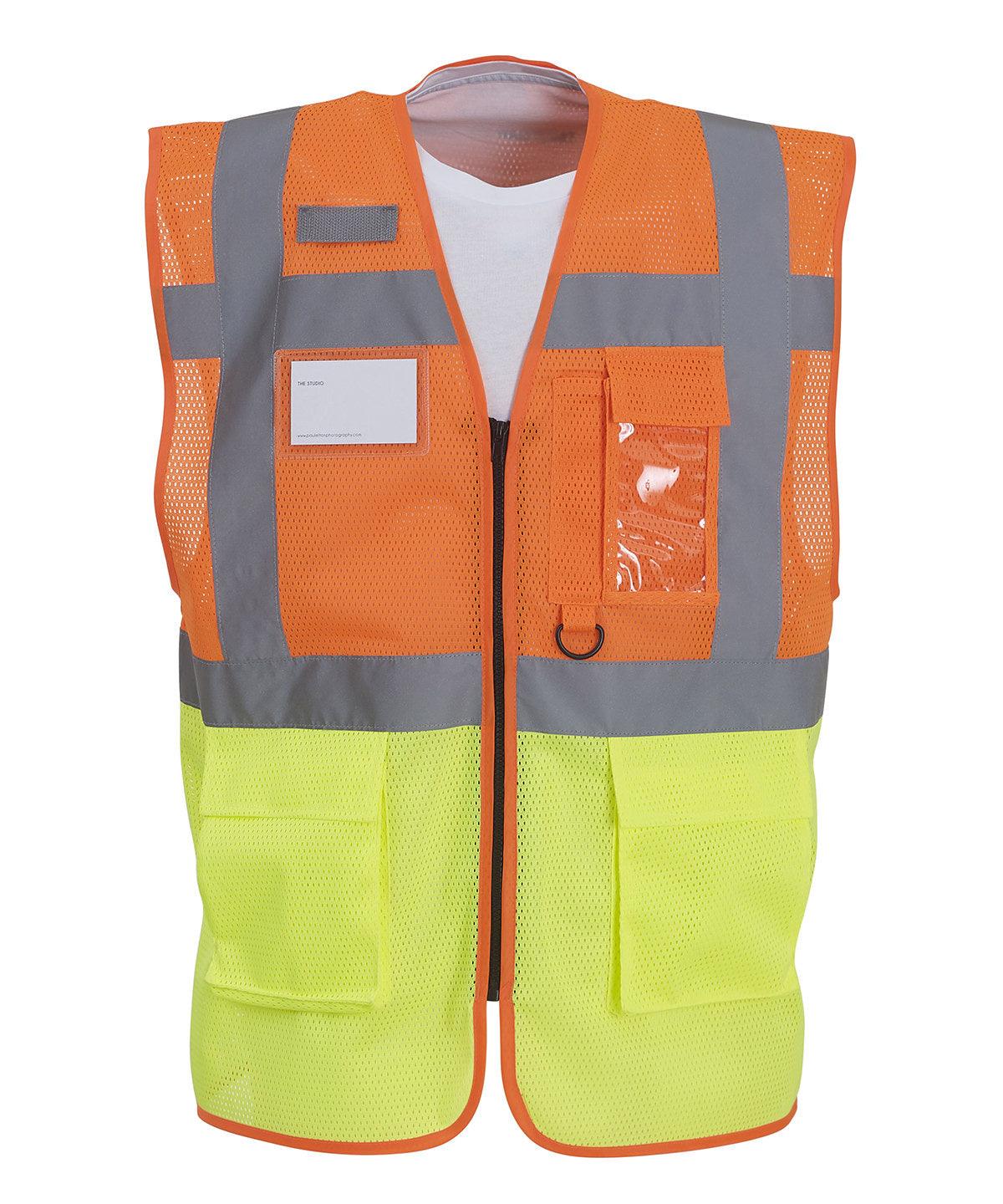 Orange/Yellow - Hi-vis top cool open-mesh executive waistcoat (HVW820) Safety Vests Yoko Plus Sizes, Raladeal - Recently Added, Safety Essentials, Safetywear, Workwear Schoolwear Centres