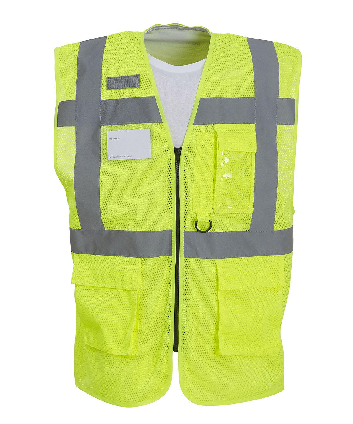 Yellow - Hi-vis top cool open-mesh executive waistcoat (HVW820) Safety Vests Yoko Plus Sizes, Raladeal - Recently Added, Safety Essentials, Safetywear, Workwear Schoolwear Centres