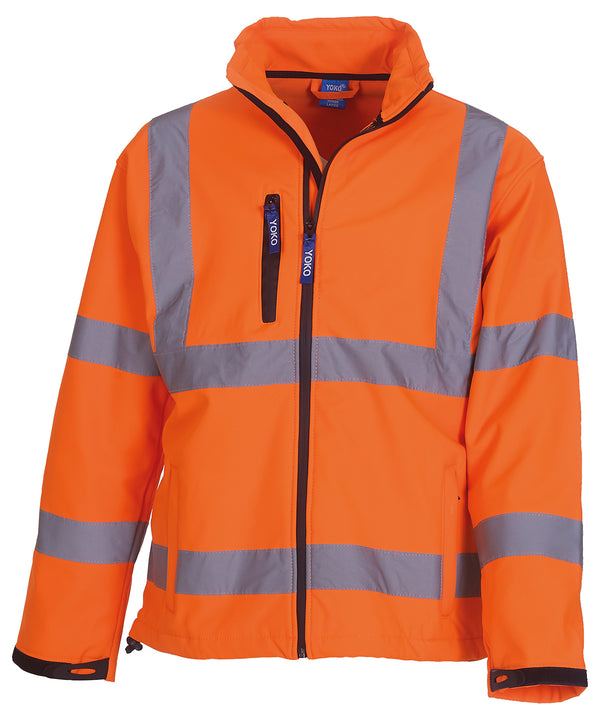 Orange - Hi-vis softshell jacket (HVK09) Jackets Yoko Jackets & Coats, Must Haves, Plus Sizes, Safetywear, Softshells, Workwear Schoolwear Centres