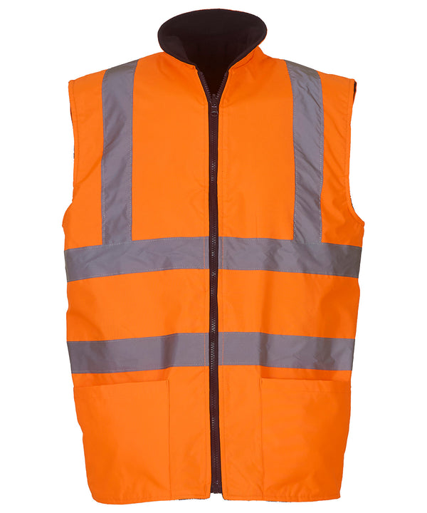 Orange - Hi-vis reversible fleece bodywarmer (HV008F) Body Warmers Yoko Gilets and Bodywarmers, Jackets & Coats, Jackets - Fleece, Must Haves, Plus Sizes, Safetywear, Workwear Schoolwear Centres