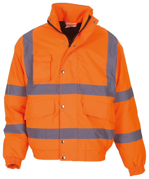 Orange - Hi-vis classic bomber jacket (HVP211) Jackets Yoko Jackets & Coats, Must Haves, Safetywear, Workwear Schoolwear Centres