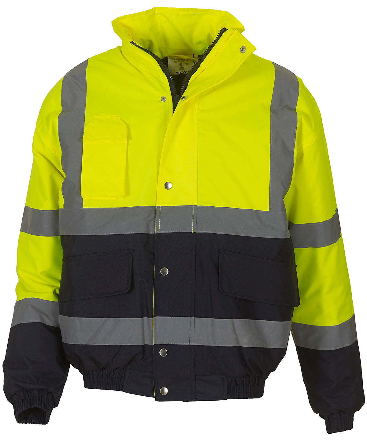 Yellow/Navy - Hi-vis two-tone bomber jacket (HVP218) Jackets Yoko Jackets & Coats, Must Haves, Plus Sizes, Safetywear Schoolwear Centres