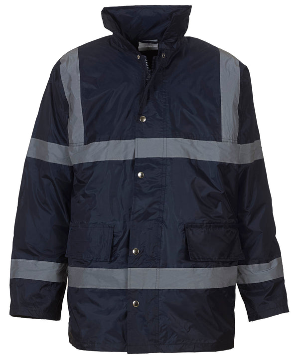 Navy - Hi-vis security jacket (HVP301) Jackets Yoko Jackets & Coats, Plus Sizes, Safetywear, Softshells, Workwear Schoolwear Centres