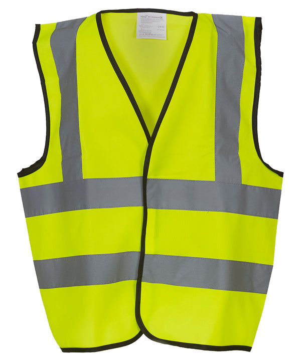 Yellow - Kids hi-vis 2 b&b waistcoat (HVW100CH) Safety Vests Yoko Junior, Safety Essentials, Safetywear Schoolwear Centres