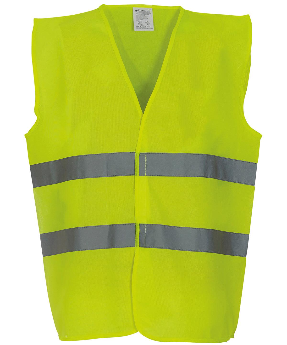 Yellow - Hi-vis 2-band waistcoat (HVW102) Safety Vests Yoko Plus Sizes, Safety Essentials, Safetywear, Workwear Schoolwear Centres