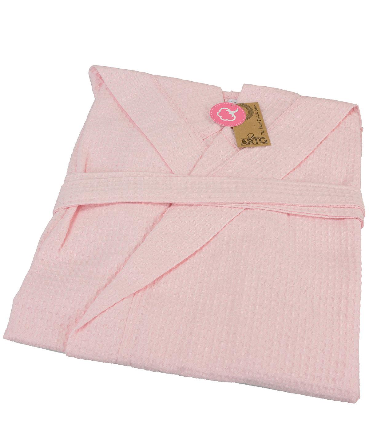 Light Pink - ARTG® waffle bathrobe with hood Robes A&R Towels Directory, Homewares & Towelling Schoolwear Centres