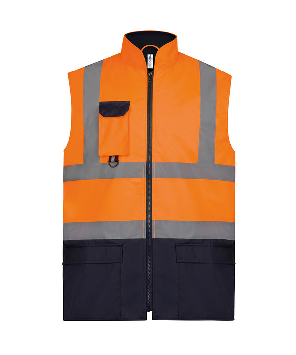 Orange/Navy - Hi-vis padded bodywarmer (HV005) Body Warmers Yoko Gilets and Bodywarmers, Jackets & Coats, Plus Sizes, Safetywear, Workwear Schoolwear Centres