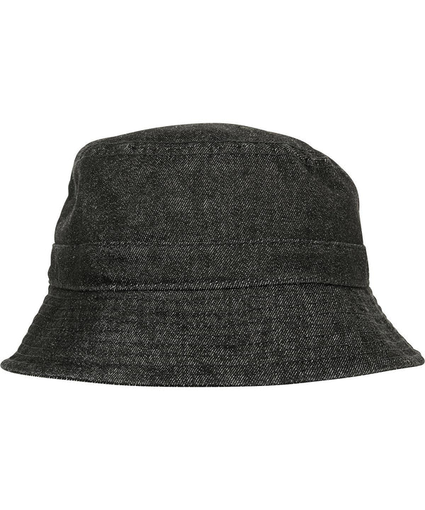 Black/Grey - Denim bucket hat (5003DB) Hats Flexfit by Yupoong Headwear, Rebrandable Schoolwear Centres