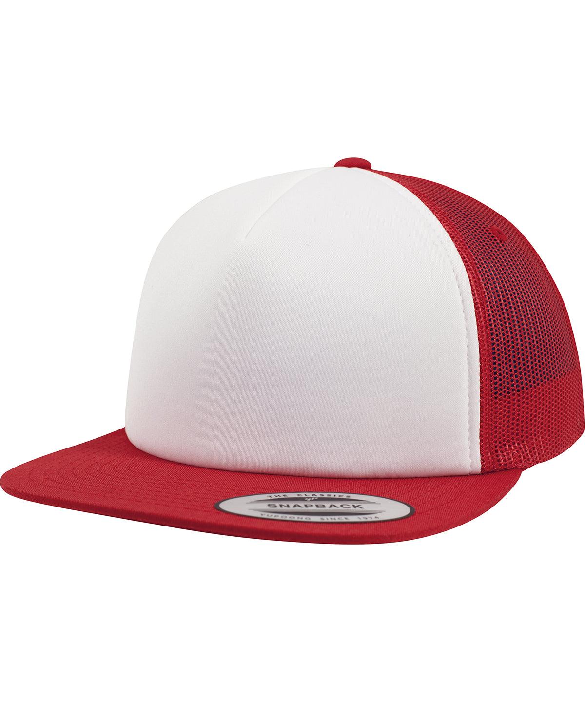 Red/White/Red - Foam trucker with white front (6005FW) Caps Flexfit by Yupoong Headwear, Rebrandable Schoolwear Centres