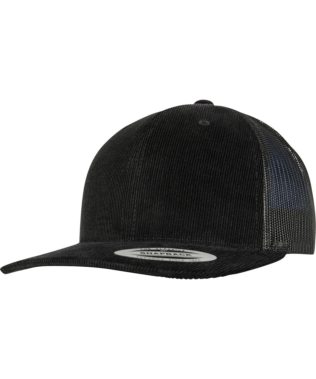 Black - Corduroy retro trucker (6606CT) Caps Flexfit by Yupoong Camo, Headwear Schoolwear Centres