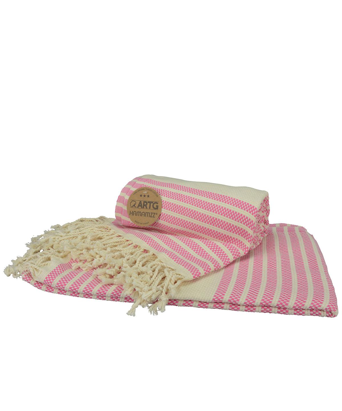 Pink/Cream - ARTG® Hamamzz® peshtemal towel Towels A&R Towels Directory, Festival, Homewares & Towelling, Must Haves, Summer Accessories Schoolwear Centres