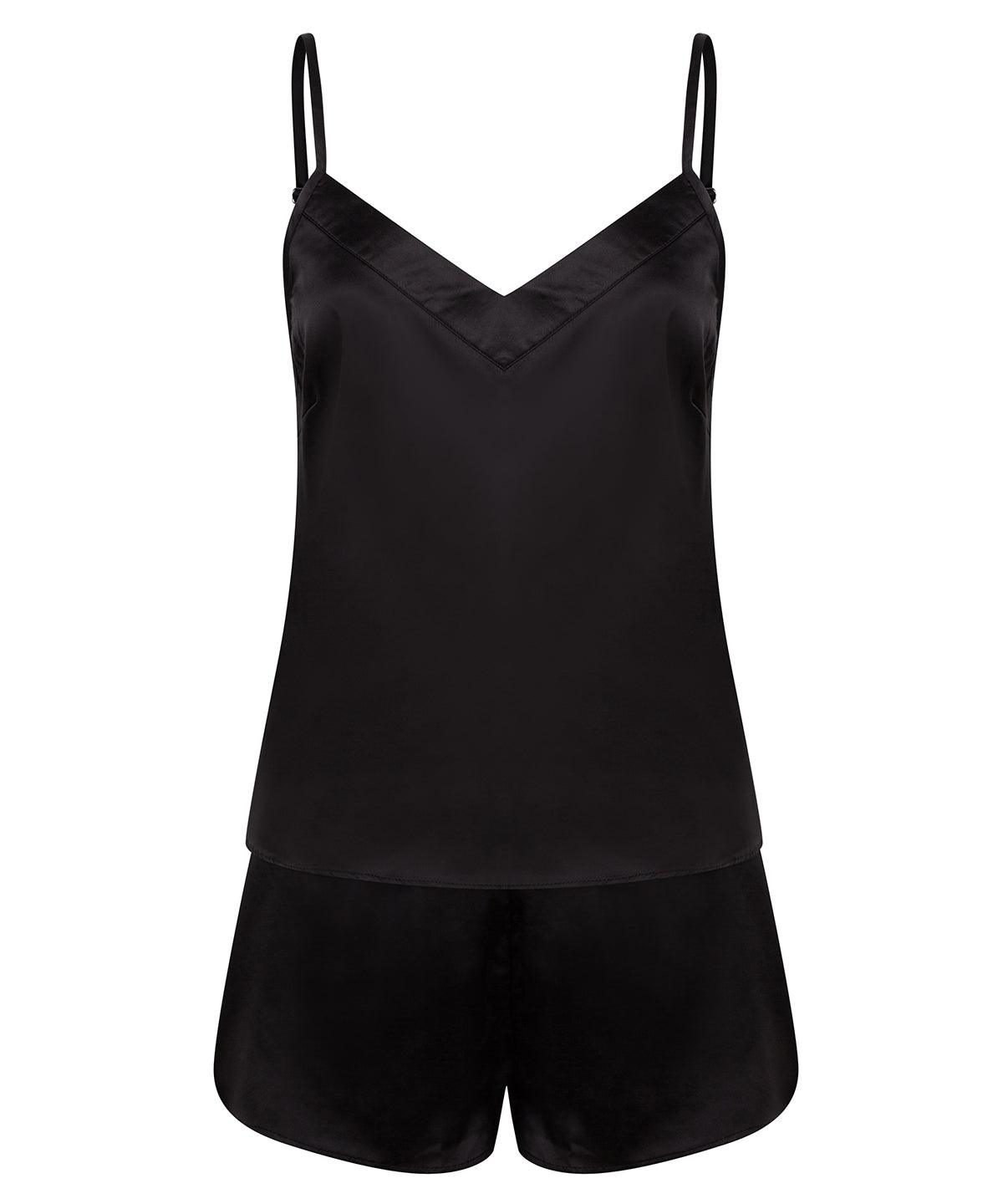 Black - Women's satin cami short pyjamas