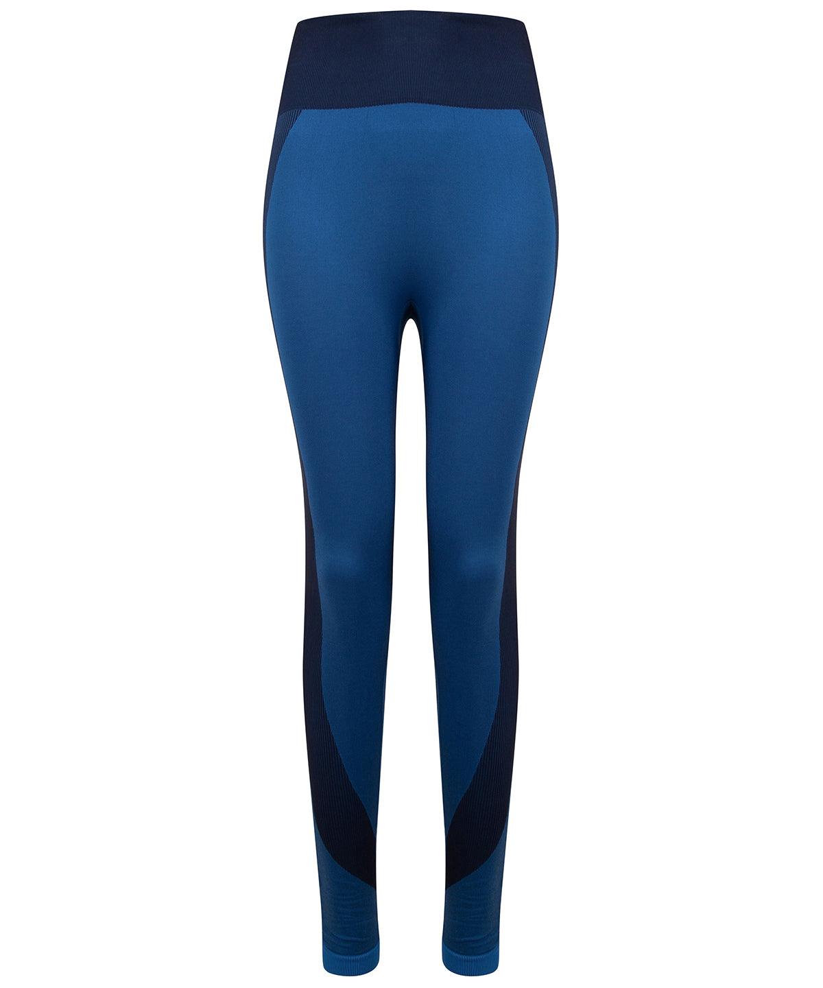 Bright Blue/Navy - Women's seamless panelled leggings Leggings Tombo Activewear & Performance, Leggings, Must Haves, On-Trend Activewear, Padded Perfection, Plus Sizes, Raladeal - Recently Added, Rebrandable, Sports & Leisure, Trousers & Shorts Schoolwear Centres