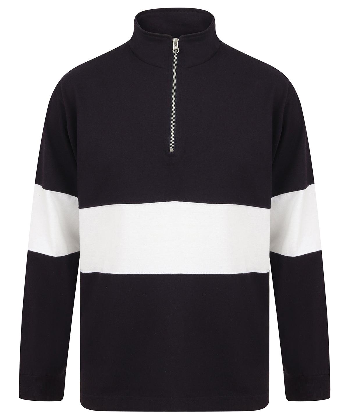 Navy/White - Panelled ¼ zip Sweatshirts Front Row Rebrandable, Sweatshirts Schoolwear Centres