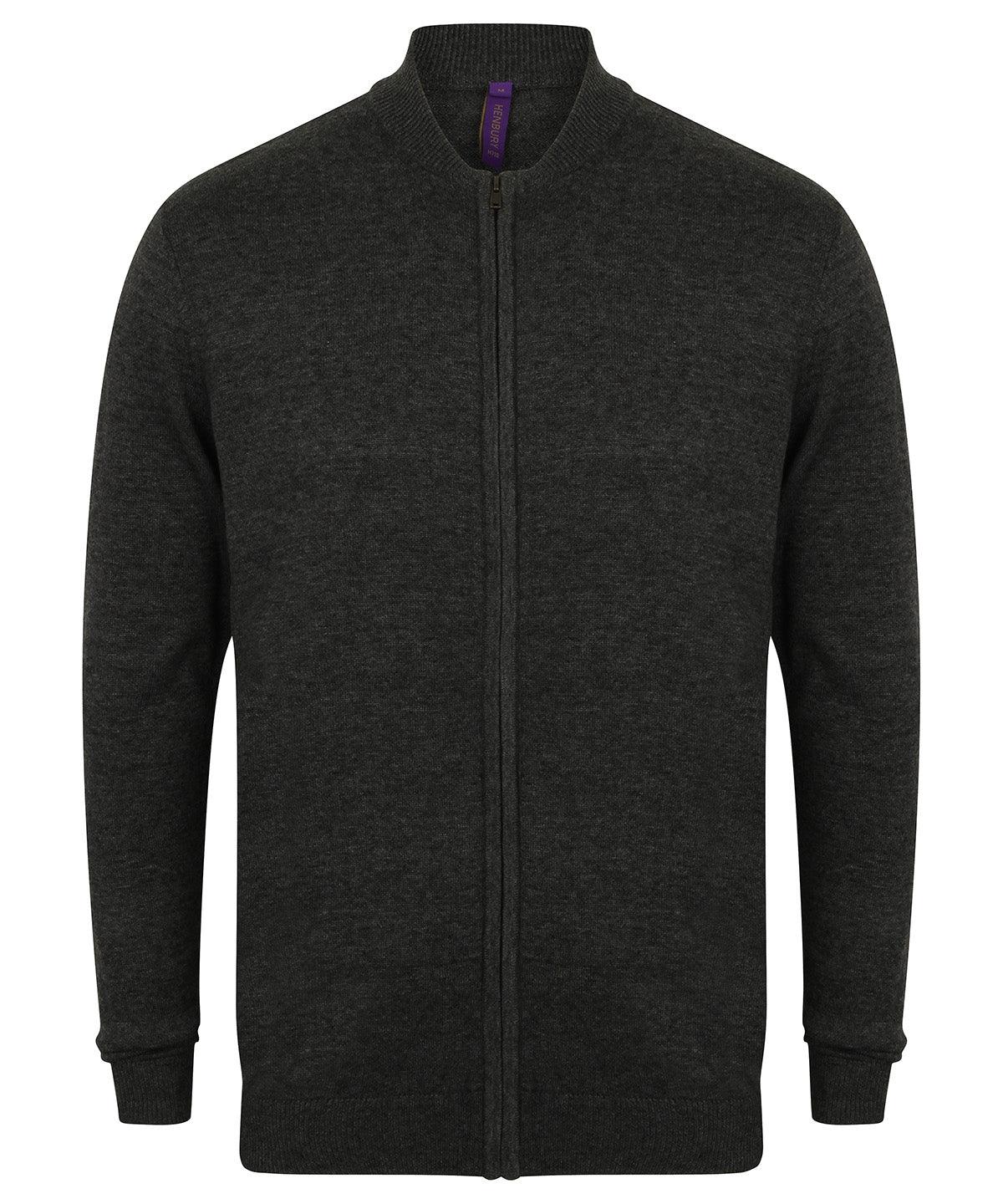 Grey Marl - Unisex zip-through cardigan Jackets Henbury Jackets & Coats, Knitwear, Plus Sizes, Rebrandable Schoolwear Centres