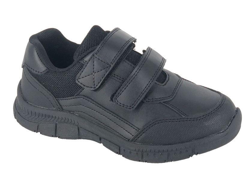 ROUTE 21 Twin Touch Fastening Boys Shoe | Black Action Coated Leather - Schoolwear Centres | School Uniforms near me